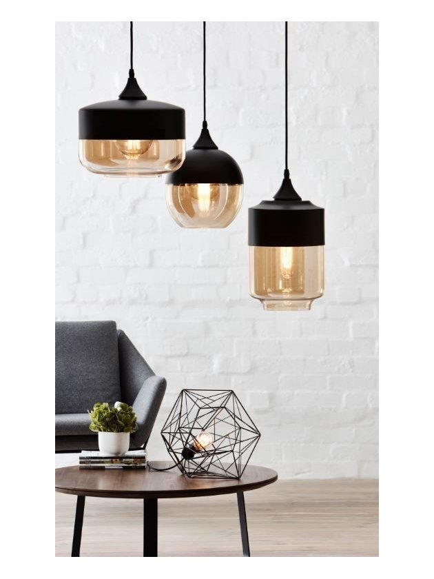 luminaria pendente tallin vidro ambar lili casa e construcao