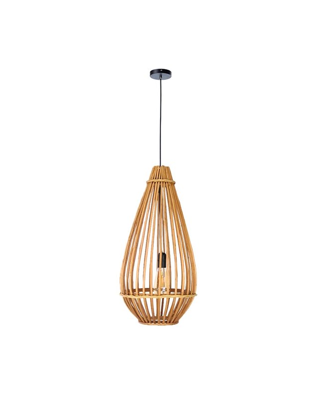 luminaria pendente gota fibra natural vime 50cm lili casa e construcao