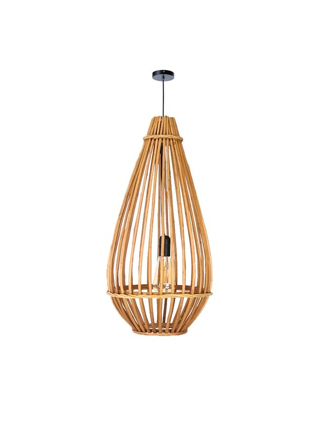 luminaria pendente gota fibra natural vime 70cm grande lili casa e construcao