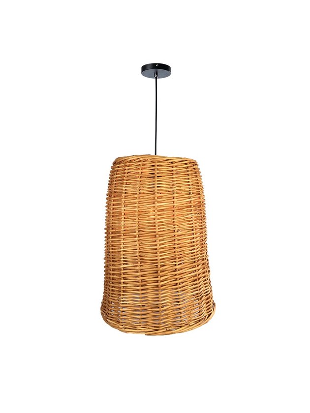 luminaria cone detalhe 45 fibra natural vime fundo madeira lili casa e construcao