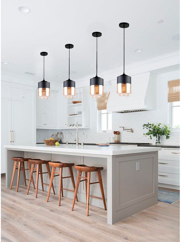 luminaria pendente tallin vidro ambientada ambar medidas lili casa e construcao