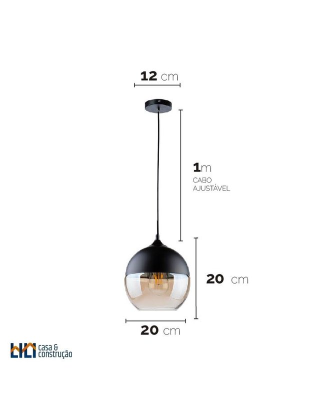 luminaria pendente globo g light preto produto medidas lili casa e construcao prancheta 1
