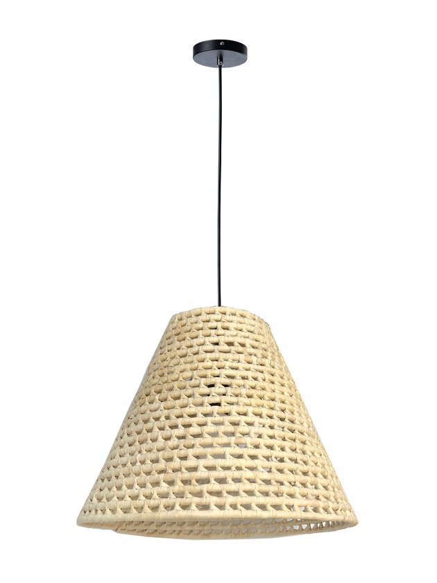 luminaria pendente palha cone fibra natural boho lili casa e construcao