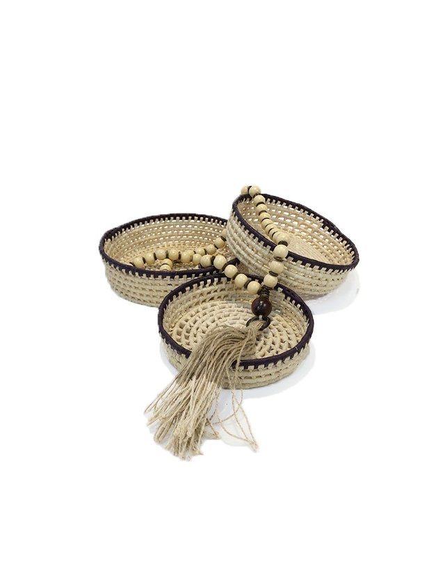 bandeja palha natural 3 cocar preto lili casa e construcao