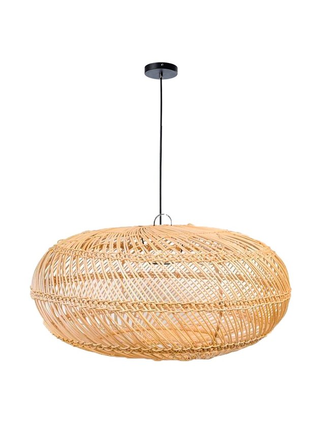 luminaria pendente rattan circulo 60cm fibra natural lili casa e construcao