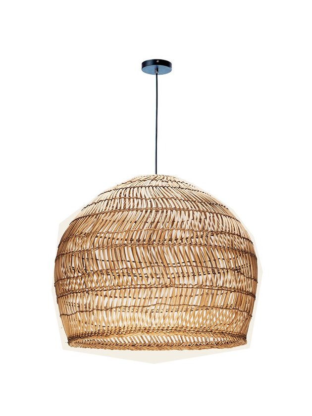 luminaria pendente rattan natural fibra 60cm lili casa e construcao