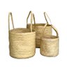 cesto grande palha natural kit com 3 lili casa
