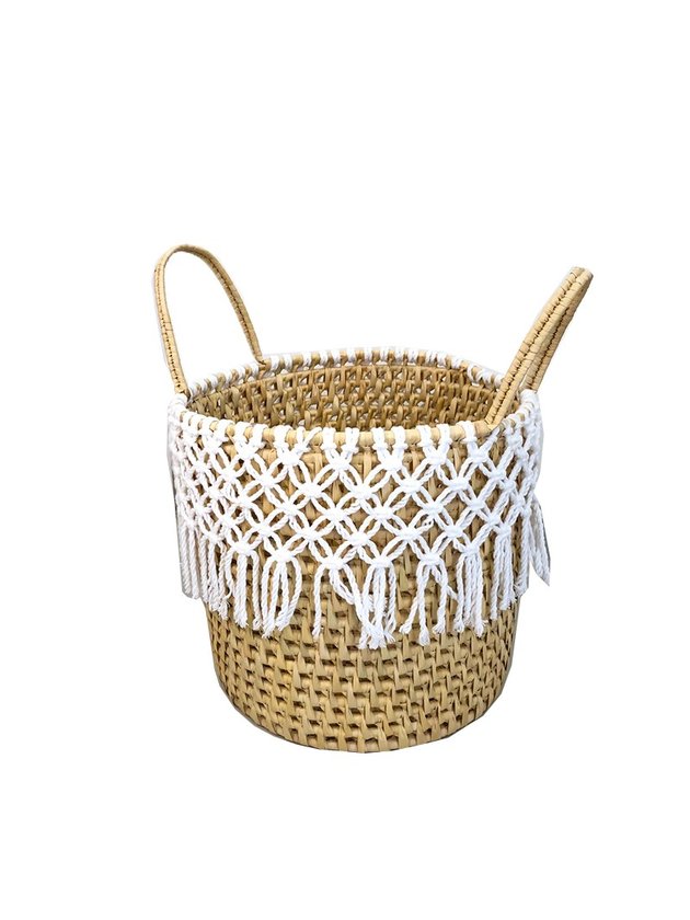 cesto de palha cachepo macrame carnauba lili casa e construcao