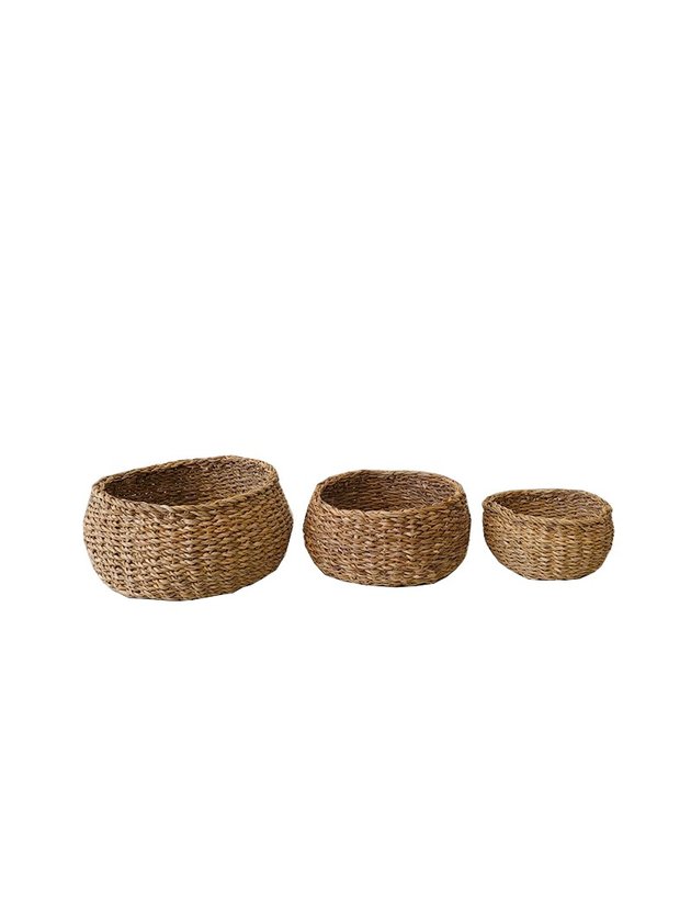 cesto cachepo vaso palha naural terra kit lili casa e construcao