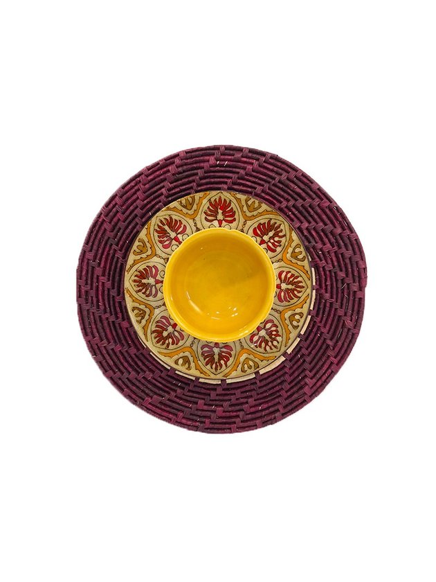 sousplat palha natural mesa posta marroquina roxo lili casa e construcao