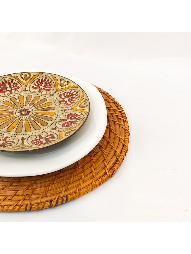 sousplat palha natural mesa posta bambu prato lili casa e construcao