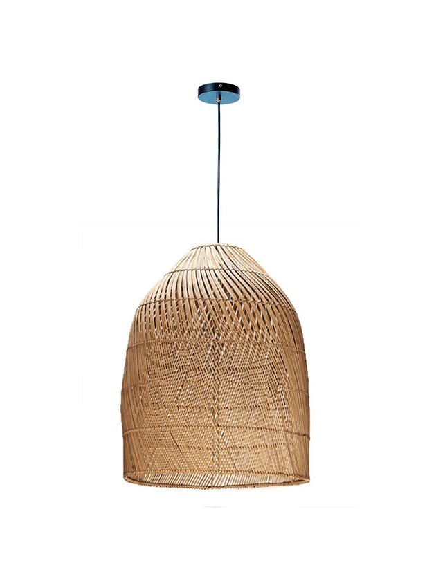 luminaria pendente rattan natural fibra 43cm lili casa e construcao