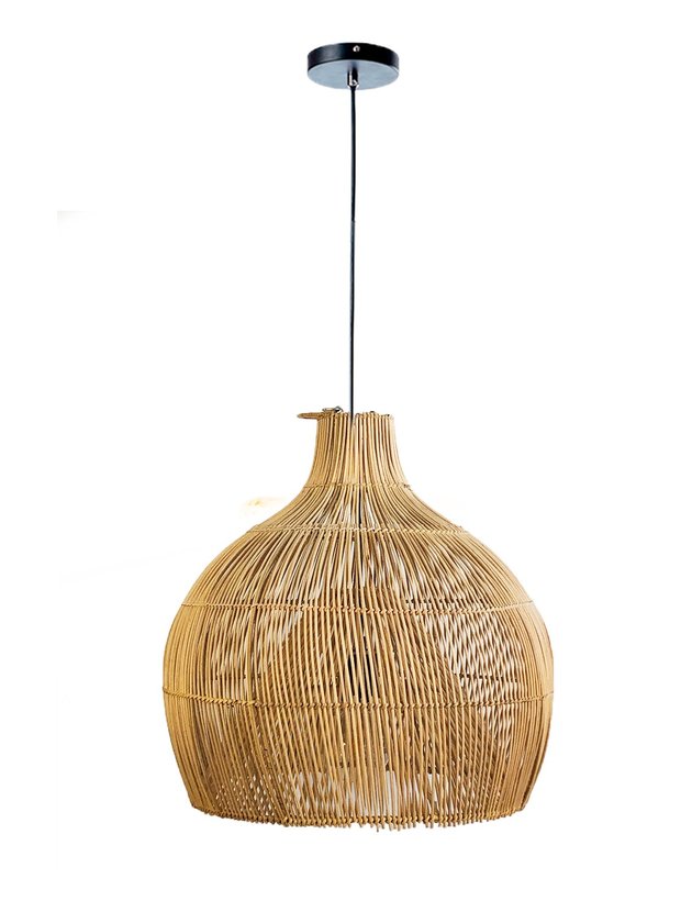 luminaria pendente rattan sel fibra natural lili casa e construcao