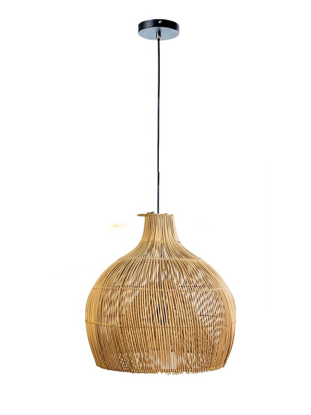 luminaria pendente rattan sel pequena fibra natural lili casa e construcao