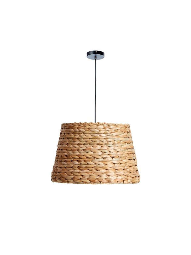 luminaria pendente palha taboa 45cm fibra natural boho lili casa e construcao
