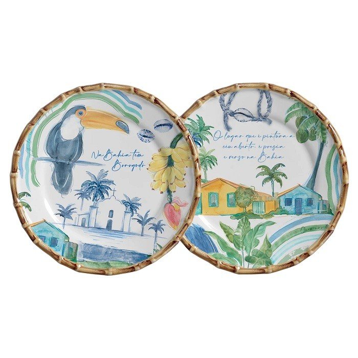 Conj. Prato de Sobremesa Brisas da Bahia Tucano Maison Blanche 6un