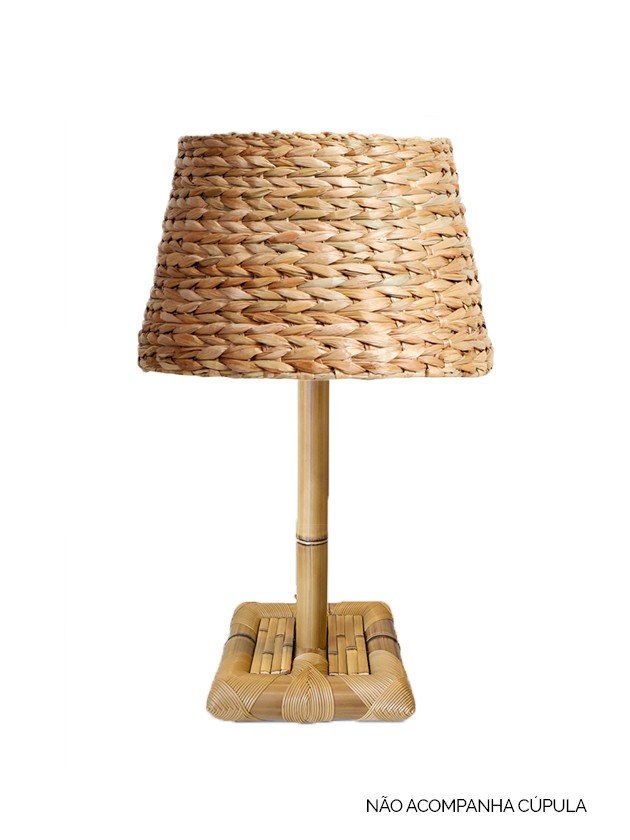 abajur de mesa bambu palha natural cupula grande lili casa e construcao