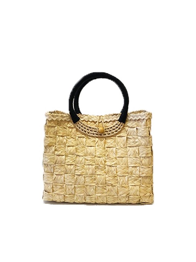 bolsa palha natural carnauba alca preta lili casa