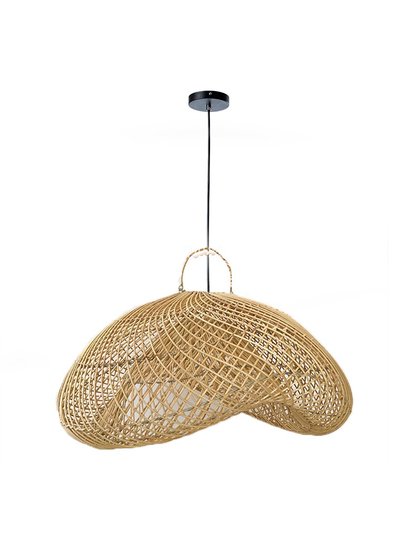 luminaria pendente rattan organica 60cm fibra natural lili casa e construcao