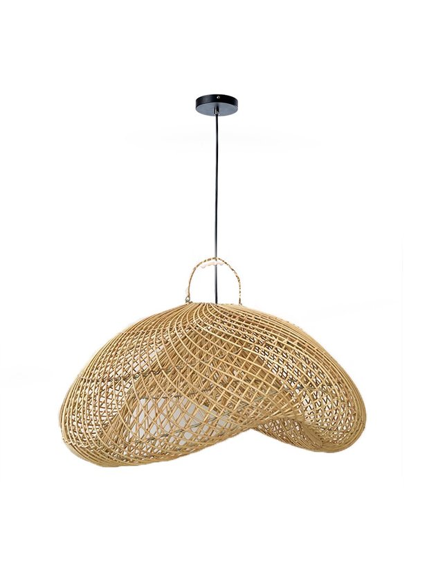 luminaria pendente rattan organica 60cm fibra natural lili casa e construcao