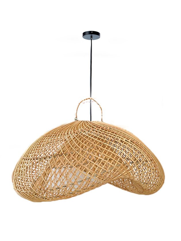 luminaria pendente rattan organica 80cm fibra natural lili casa e construcao