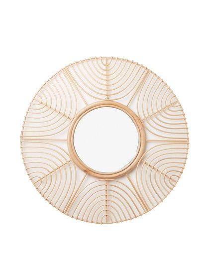 espelho fibra natural rattan bambu redondo 70cm lili casa e construcao