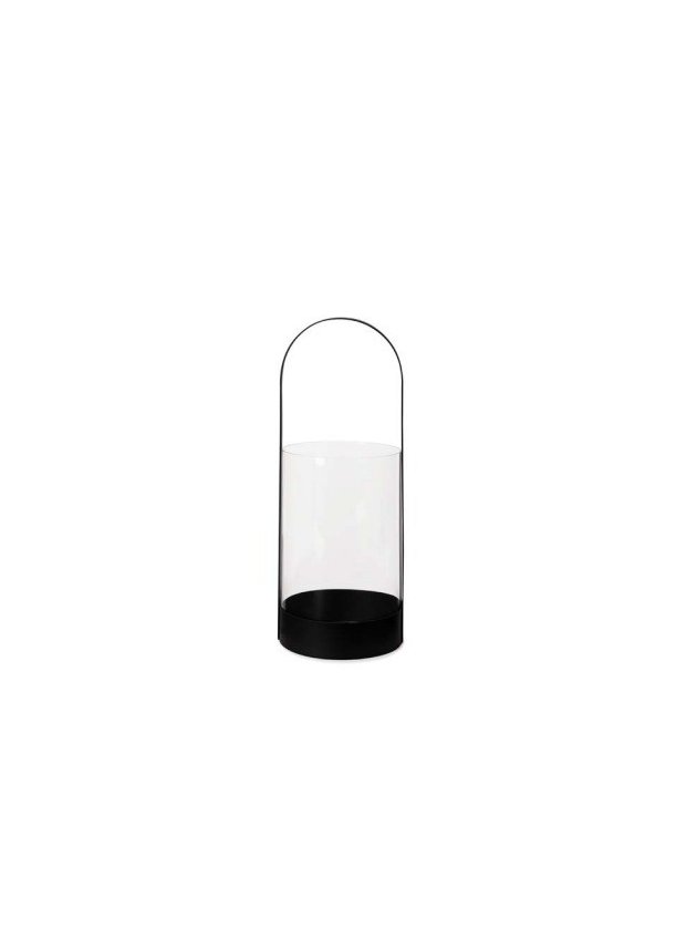 lanterna de metal e vidro cilindrica media 40cm lili casa e construcao