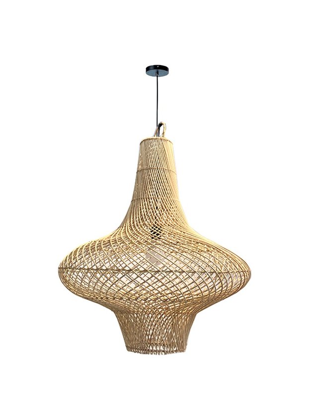 luminaria pendente rattan 57cm media rangiroa grande aura fibra natural lili casa e construcao