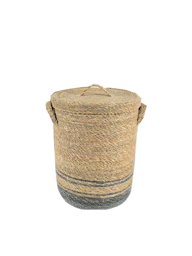cesto cachepo palha natural cru m com tampa lili casa