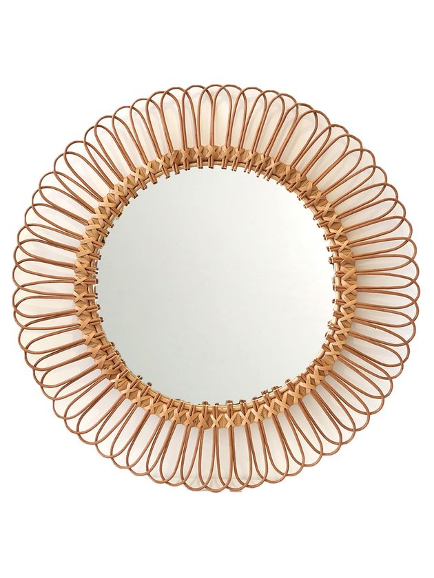 espelho fibra natural 80cm vime bambu fundo lili vime casa e construcao