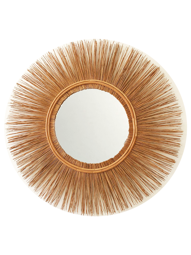 espelho fibra natural 80cm bambu hawaii lili vime casa e construcao