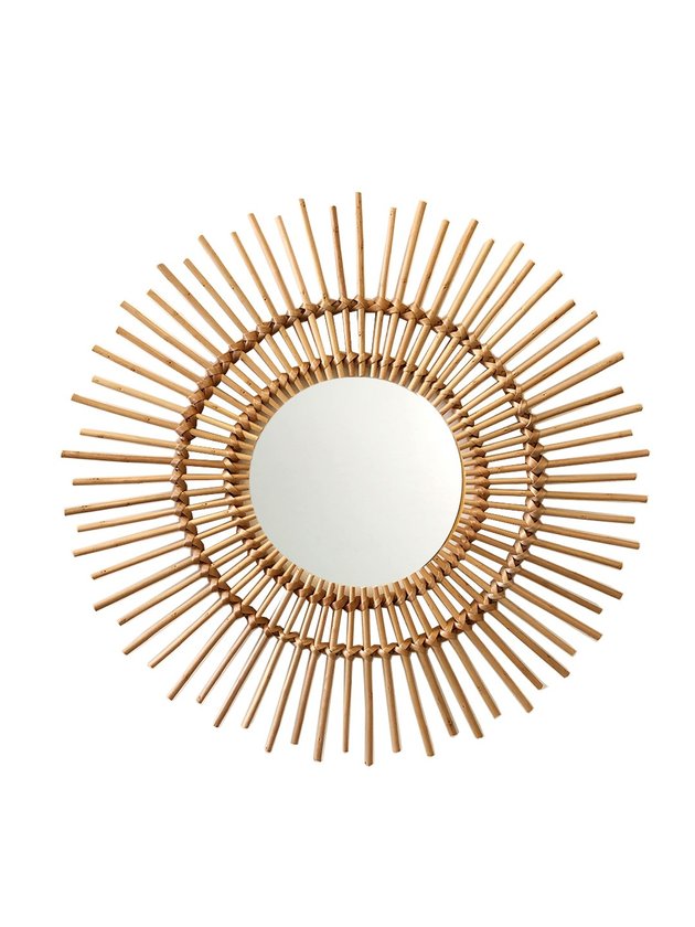 espelho fibra natural 60cm bambu moderno fundo lili vime casa e construcao