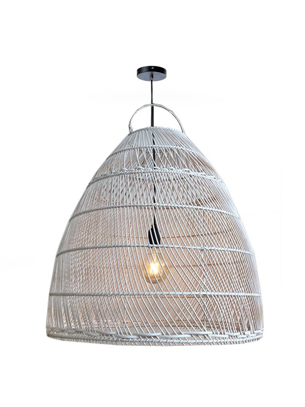 luminaria pendente rattan branco fibra natural lili casa e construcao