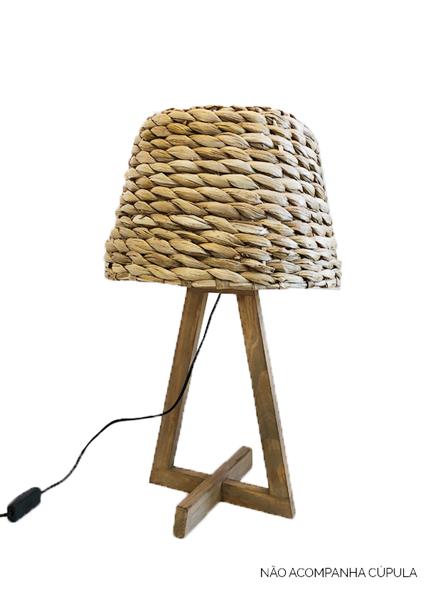 abajur de mesa palha natural cupula madeira lili casa e construcao