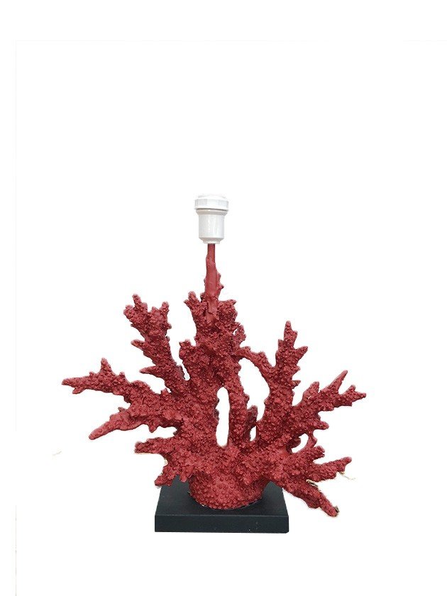 abajur de mesa coral vermelho sem cupula medio lili casa e construcao