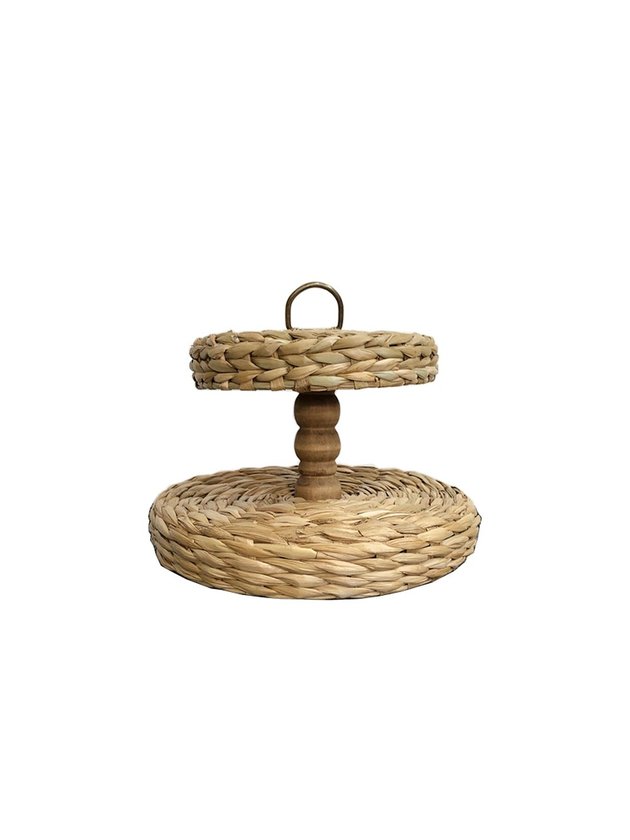 porta bolo boleira 2 alturas palha fibra natural lili casa e construcao