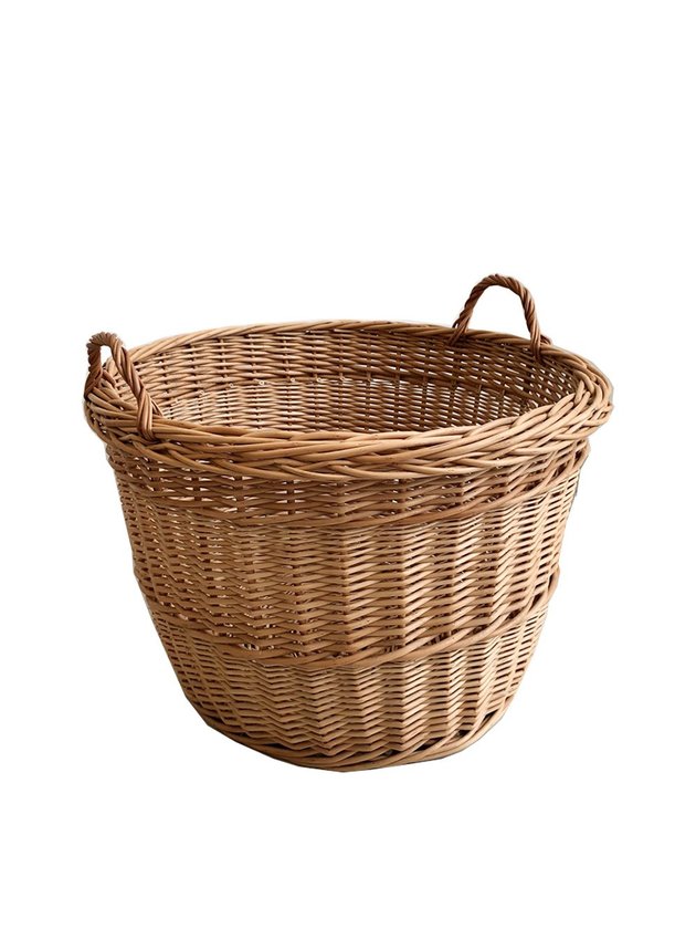vaso cesto redondo com alca 60cm fibra natural vime lili casa e construcao