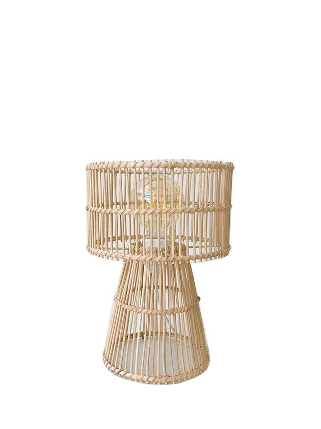 abajur de mesa rattan palha natural cupula pequeno lili casa e construcao