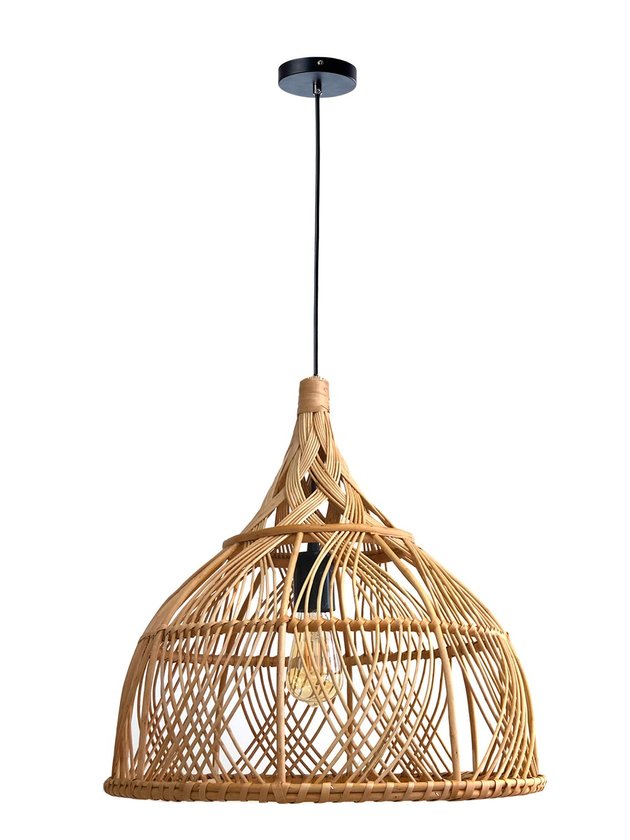 luminaria pendente detalhe cupula 45 fibra zion natural vime lili casa e construcao