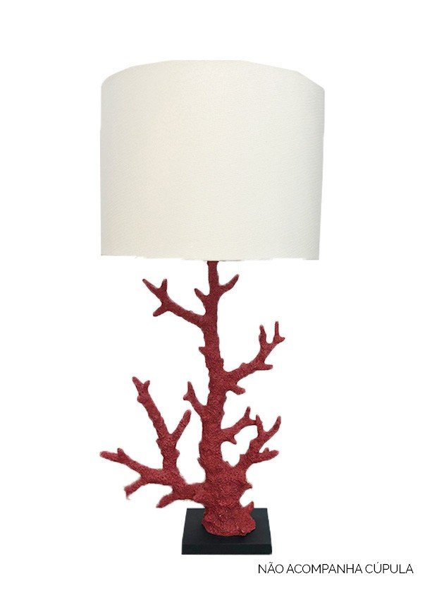 abajur de mesa coral vermelho mediterraneo cupula linho medio lili casa e construcao
