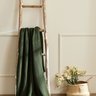 1pc knitted fabric blanket boho dark green tassel decor blanket for bed