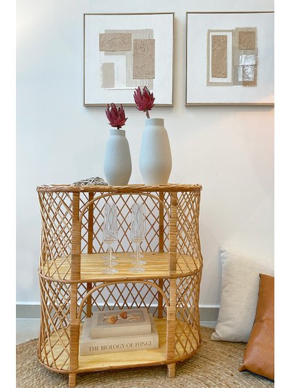 aparador fibra natural vime lili casa home livros decor almofadas quadro