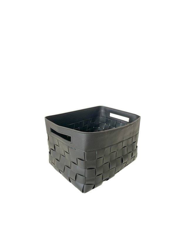 cesto couro sintetico p preto lili casa home decor
