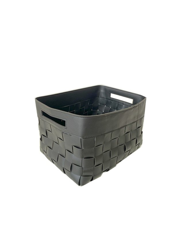 cesto couro sintetico g preto lili casa home decor