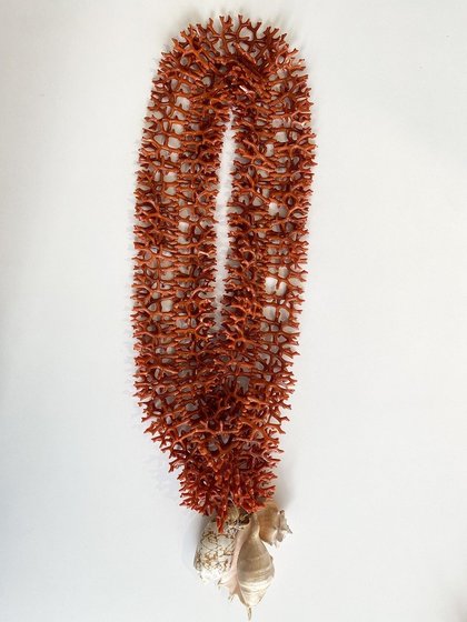 colar de mesa decorativo conchas e corais vermelho lili casa