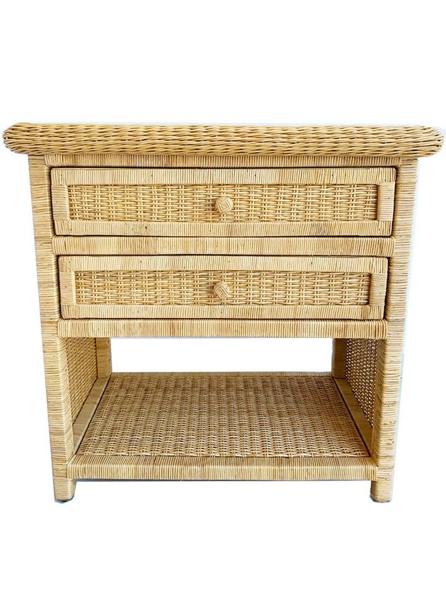 mesa lateral quadrada junco frente bambu fibra natural grande 70cm gaveta lili casa home decor