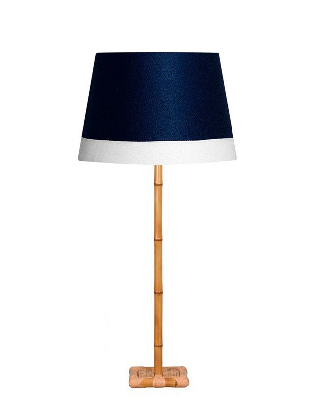 abajur de chao bambu palha natural cupula azul linho medio 1 10m lili casa home decor