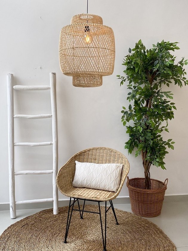 luminaria tambor rattan ambientada lili casa