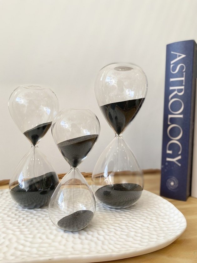 ampulheta de vidro tres tamanhos lili casa