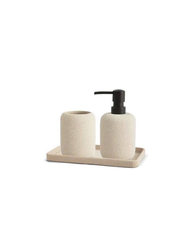 kit banheiro porta sabonete pedra bandeja copo lili casa